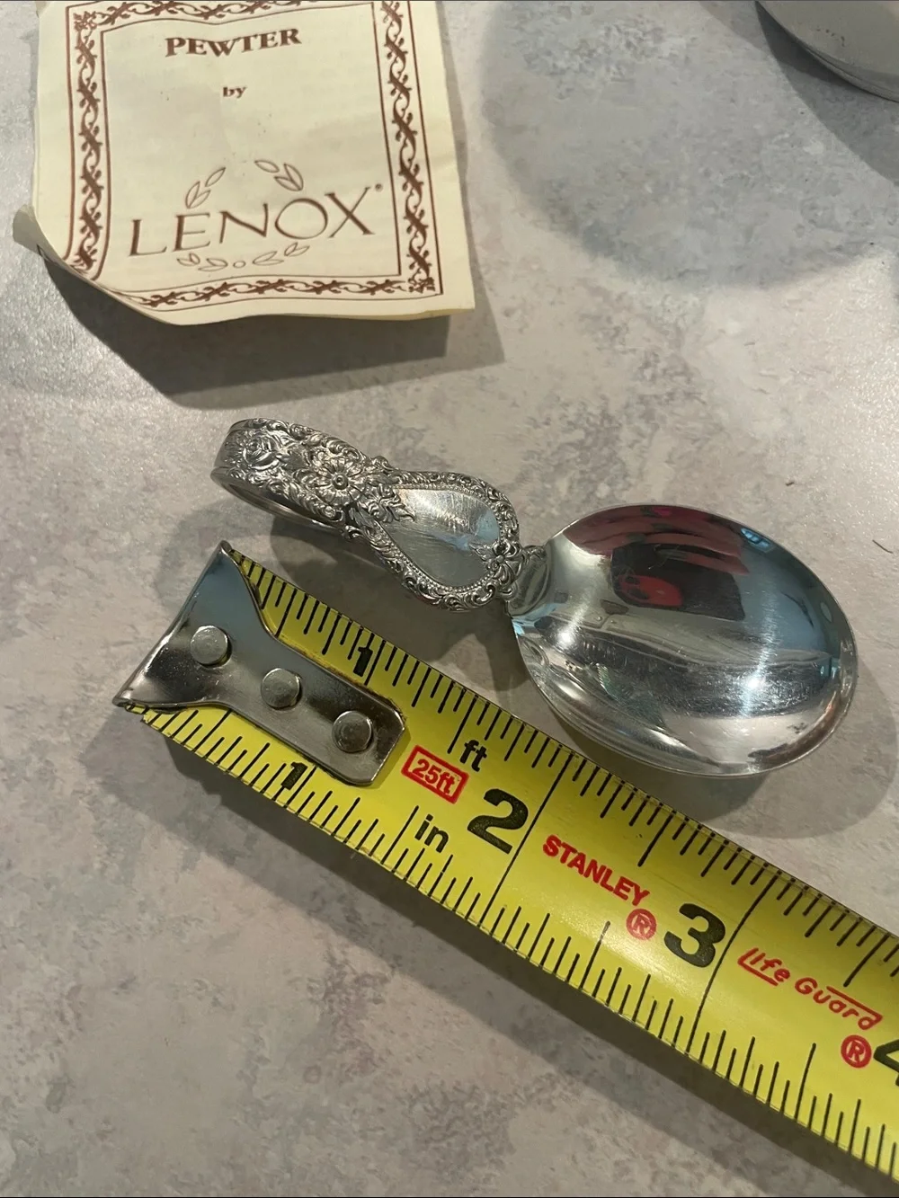 Lenox Pewter Baby Cup with Ornate Spoon